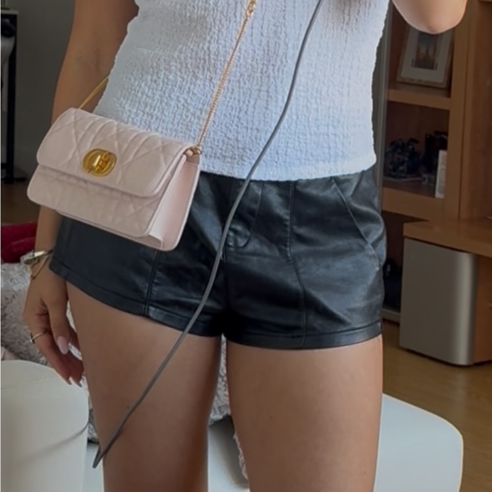 Black Faux Leather High-Rise Micro Shorts - Picture 2 of 3